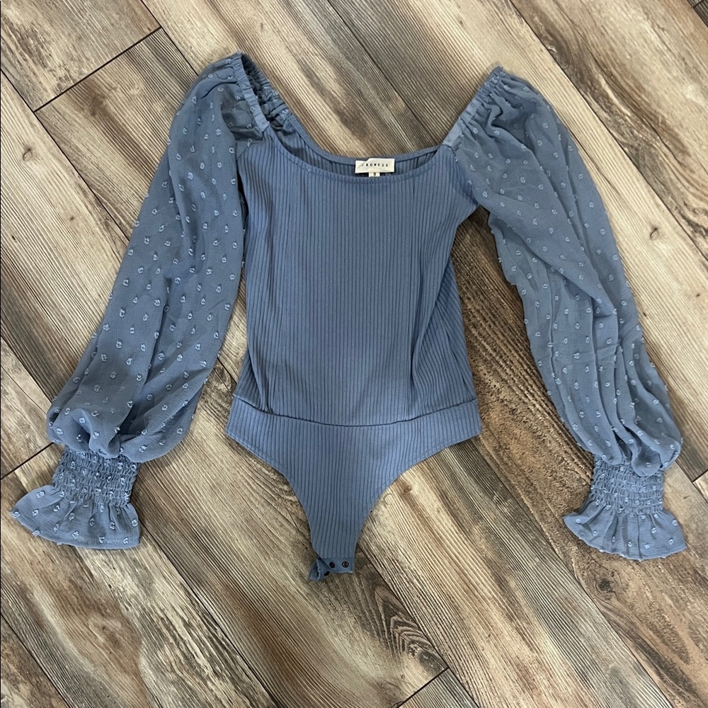 Vici Blue Long Sleeve Bodysuit